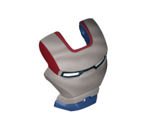 LEGO Iron Man Visor with Iron Patriot Silver Face, White Eyes and Dark Red Trim (15468)