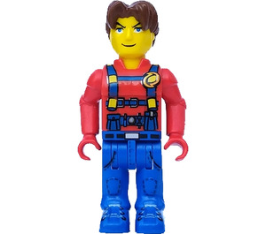 LEGO Jack Stone jossa Punainen Takki, Sininen Haalarit ja Sininen Jalat Minihahmo