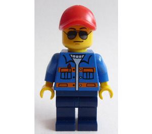 LEGO Jacket with Pockets and Orange Stripes, Sunglasses (Unprinted Back) Minifigure