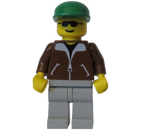 LEGO Jeep Driver, Brown Jacket Minifigur