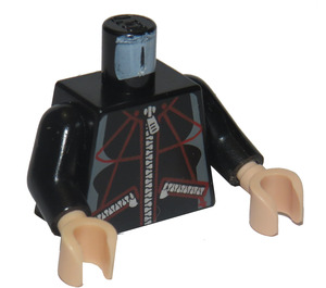 LEGO Jewel Thief Torso with Zipper and Zippered Pockets and Red Stitching Lines Pattern, Black Arms, Light Flesh Hands (973 / 73403)