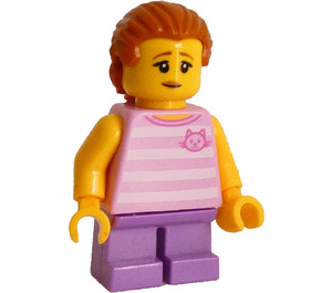 LEGO Kid, Kobieta - Bright Różowy Koszulka z Paski, Medium Lawenda Krótkie nogi Minifigurka