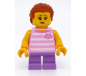 LEGO Kid, Female - Bright Pink T-Shirt avec Rayures, Medium Lavender Court Jambes Figurine