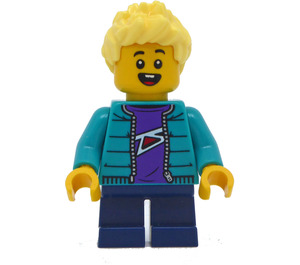 LEGO Kid Mannelijk met Donker turquoise Jasje Minifiguur