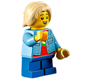 LEGO Kid met Blauw Jacket over Rood T-Shirt minifiguur