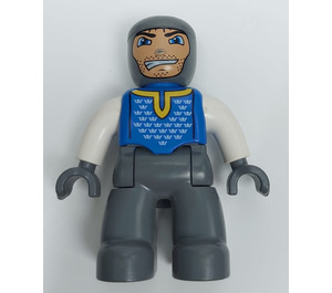 LEGO Knight with blue top Duplo Figure with White Arms and Gray Hands