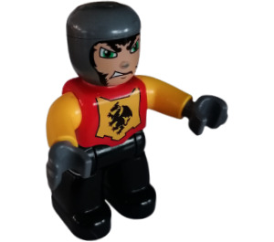 LEGO Knight mit rot Chest und Smirk Duplo Abbildung mit grauen Händen