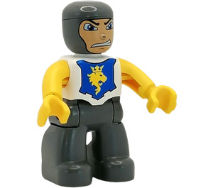 LEGO Knight with White and Blue top Duplo Figure with Yellow Arms and Yellow Hands