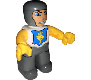 LEGO Knight with White and Blue top Duplo Figure with Yellow Arms and Yellow Hands