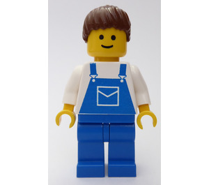 LEGO Lady med Blå Overall och Brun Hästsvans Minifigur