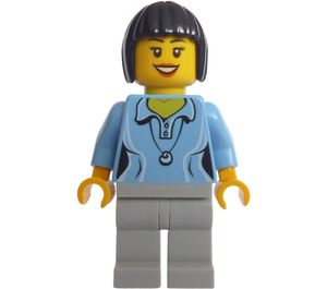 LEGO Lady with Blue Polo Shirt and Shell Necklace with Black Hair Minifigure