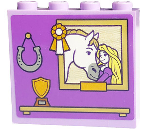 LEGO Lavendel Stein 1 x 4 x 3 mit Pferd, Rapunzel, Horseshoe, Bogen, Shelf, Tasse Aufkleber (49311)