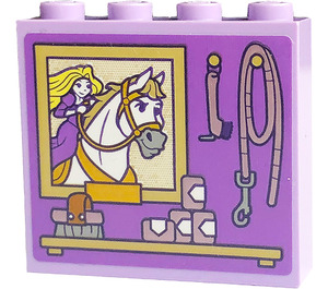 LEGO Lavender Brick 1 x 4 x 3 with Horse, Rapunzel, Leash, Brush, Shelf Sticker (49311)