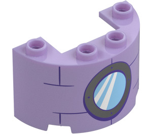 LEGO Lavendel Cylinder 2 x 4 x 2 Halvt med Vindue (24593 / 102229)