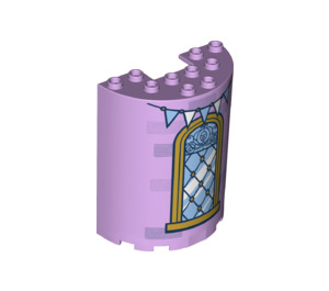 LEGO Lavender Cylinder 3 x 6 x 6 Half with stained glass window  (35347 / 66650)