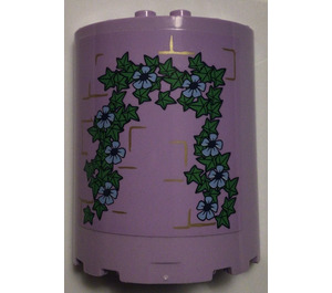 LEGO Lavender Cylinder 3 x 6 x 6 Half with Tower with vines Sticker (35347)