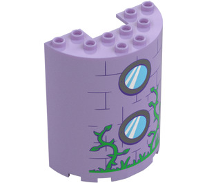 LEGO Lavendel Cilinder 3 x 6 x 6 Halve met Twee Windows en Vines (35347 / 102230)