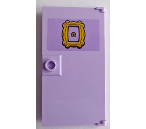 LEGO Lavendel Deur 1 x 4 x 6 met Stud Handvat met Bright Light Oranje Picture Kader Sticker (35290)