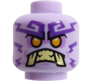 LEGO Lavendel Hoofd met Tusks Medium Lavendel Tattoos (Rumble Keeper) (Verzonken solide nop) (3626 / 71542)