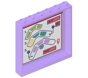 LEGO Lavender Panel 1 x 6 x 5 with Shopping Mall Map Sticker (59349)