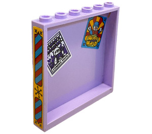 LEGO Lavendel Paneel 1 x 6 x 5 met 'STUNT SHOW COMING SOON' en 'HAPPY WORLD' Sticker (59349)