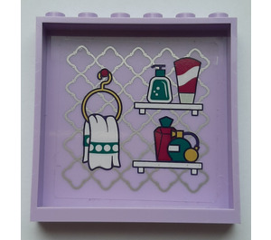 LEGO Lavendel Panel 1 x 6 x 5 mit Towel, Shelf mit Cosmetics und Shelf mit Perfumes Aufkleber (59349)