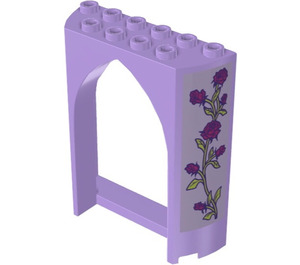 LEGO Lavender Panel 2 x 6 x 6.5 with Arch with Roses and Leaves (Both Sides) Sticker (35565)