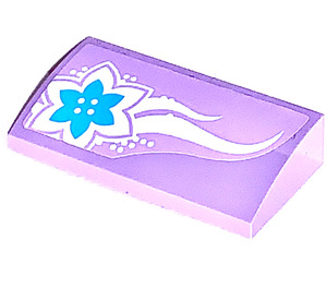 LEGO Lavender Slope 2 x 4 Curved with Flower 41013 Sticker with Bottom Tubes (88930)