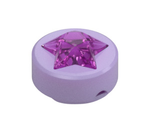 LEGO Lavender Tile 1 x 1 Round with Raised Transparent Dark Pink Star (72046)