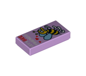 LEGO Lavendel Fliese 1 x 2 mit "LET'S BEE FRIENDS!" mit Nut (3069 / 21657)