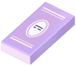 LEGO Lavender Tile 1 x 2 with Oval and Lines Sticker with Groove (3069)