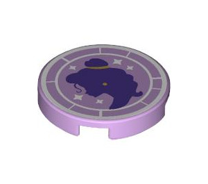 LEGO Lavender Tile 2 x 2 Round with Princess Silhouette with Bottom Stud Holder (14769 / 106636)