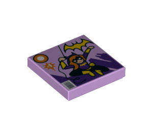 LEGO Lavendel Tile 2 x 2 med Batgirl Comicbook med Rille (3068 / 29392)