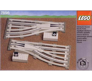 LEGO La gauche et Droite Manual points avec Electric Rails Grey 12V 7856
