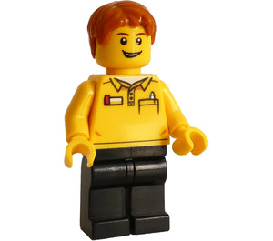 LEGO LEGO Store Employee jossa Tummanoranssi Lyhyet hiukset Minihahmo