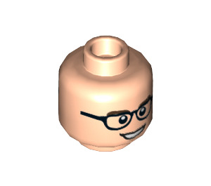 LEGO Leonard Hofstadter Minifigure Kopf mit transparenten Gläsern (vertiefter massiver Bolzen) (3626 / 22998)