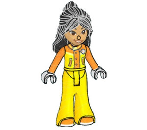 LEGO Liann z Pomarańczowy I Żółty Flare Jumpsuit Minifigurka