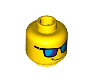 LEGO Lifeguard Head with Blue Glasses (Recessed Solid Stud) (3626 / 18196)