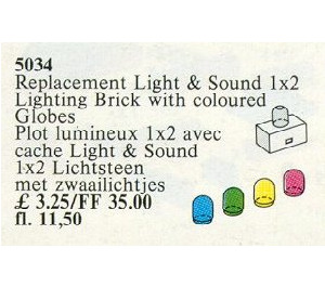 LEGO Light and Sound 1 x 2 Lighting Brick and 4 Colour Globes Set 5034
