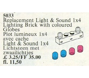 LEGO Light en Sound 1 x 4 Lighting Steen en 4 Colour Globes 5033
