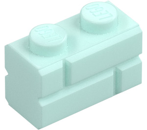 LEGO Light Aqua Brick 1 x 2 with Embossed Bricks (98283)