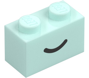 LEGO Light Aqua Brick 1 x 2 with Smile with Bottom Tube (102574 / 102701)