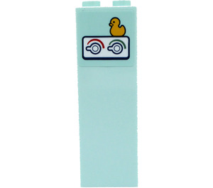 LEGO Light Aqua Brick 1 x 2 x 5 with Bath Duck and Two Taps Sticker with Stud Holder (2454)
