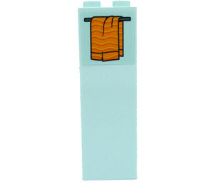 LEGO Light Aqua Brick 1 x 2 x 5 with Bright Light Orange Bath Towel Hung on a Rod Sticker with Stud Holder (2454)