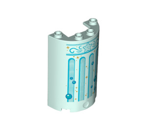 LEGO Light Aqua Cylinder 2 x 4 x 5 Half with Blue Windows and Bubbles (35312 / 91046)