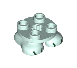 레고 라이트 아쿠아 다리 2 x 2 ~와 함께 2 Feet ~와 함께 짙은 녹색 Toes (66858 / 79874)