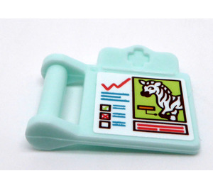 LEGO Light Aqua Medical Clipboard with Check-Up and Photo of Zebra Sticker
