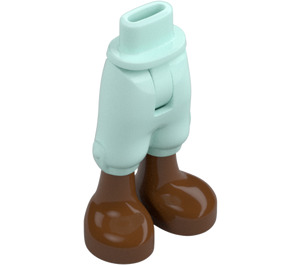 LEGO Licht aqua Minidoll Heup met Cropped Broek met Bruin Feet (dun scharnier) (2246)