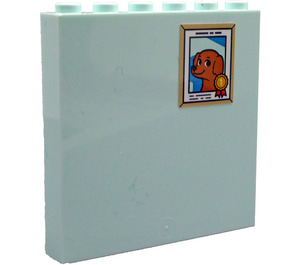 LEGO Light Aqua Panel 1 x 6 x 5 with Frame with Dog Photo Sticker (59349)