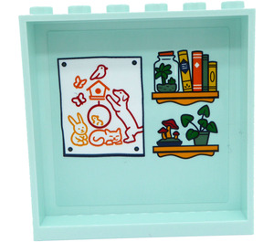 LEGO Light Aqua Panel 1 x 6 x 5 with Shelves with Books, Potted Plant Sticker (59349)